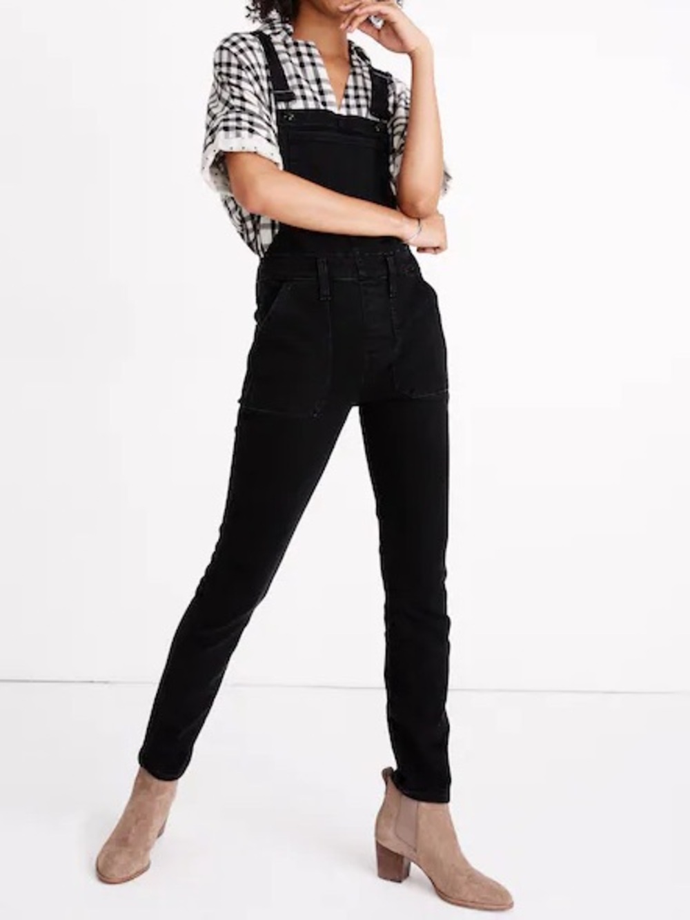Madewell Skinny Overalls Lunar Wash Black Denim Overalls Size Medium Adjustable